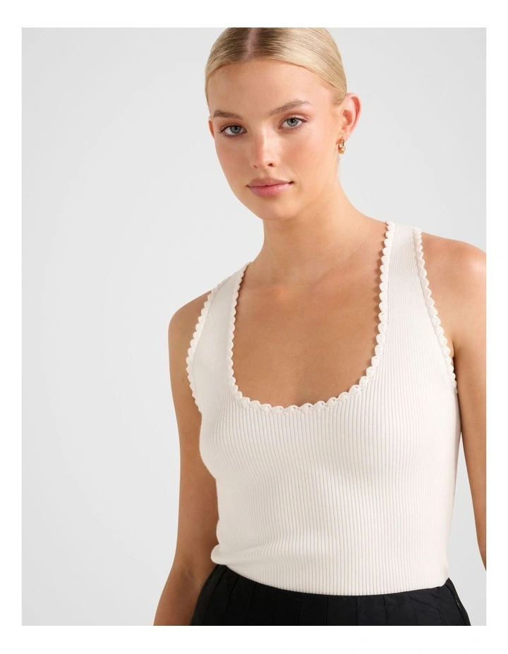 Bree Crochet Detail Knitted Tank Top in White image 4