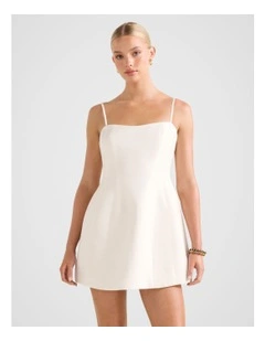 Maura Structured Linen Mini Dress in White