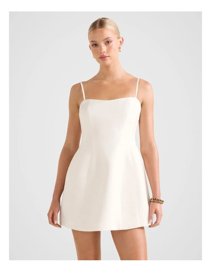 Maura Structured Linen Mini Dress in White image 1