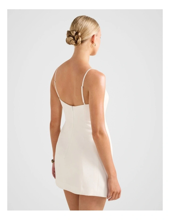 Maura Structured Linen Mini Dress in White image 2