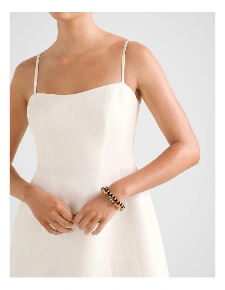 Maura Structured Linen Mini Dress in White image 4