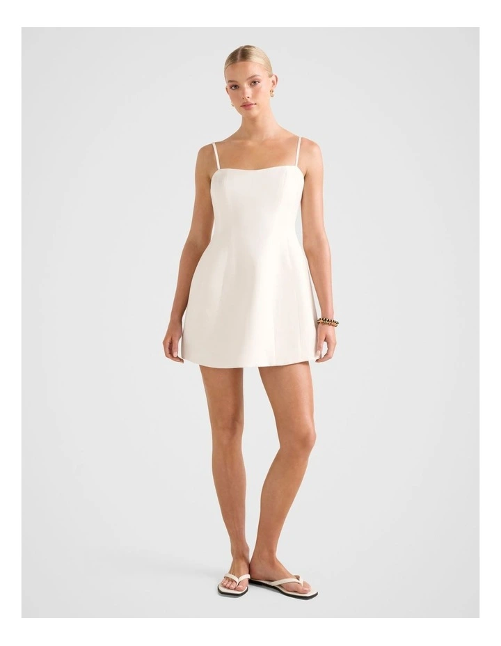 Maura Structured Linen Mini Dress in White image 5