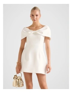 Scottie Strapless Bow Mini Dress in White