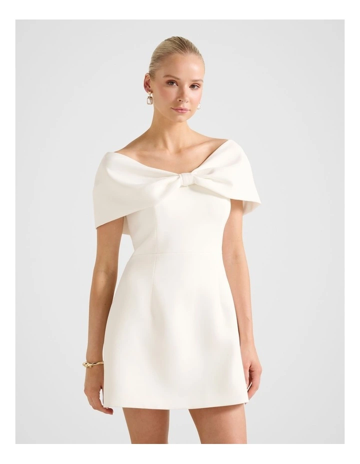 Scottie Strapless Bow Mini Dress in White image 3