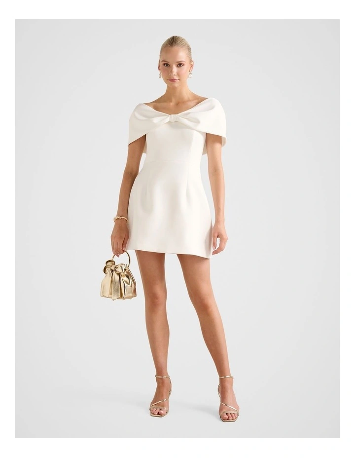 Scottie Strapless Bow Mini Dress in White image 5