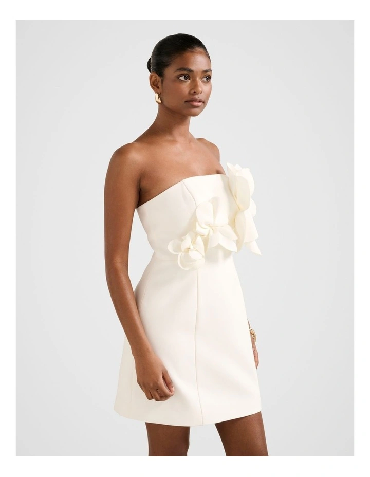 Tessa Flower Mini Dress in White image 3