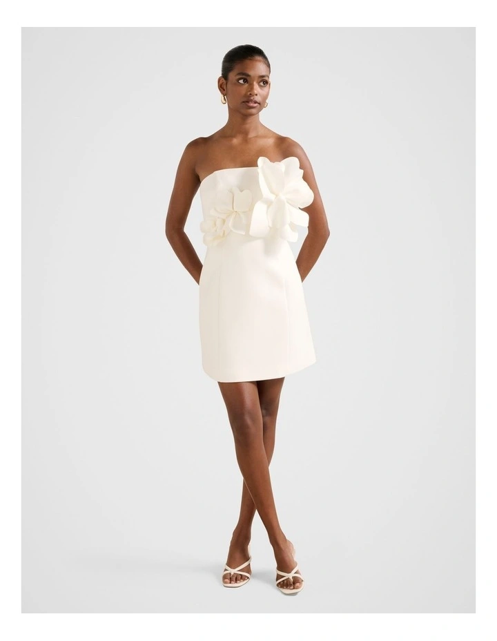 Tessa Flower Mini Dress in White image 5