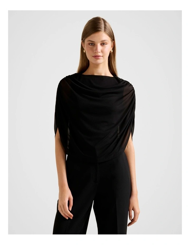 Drew Draped Top in Black image 1
