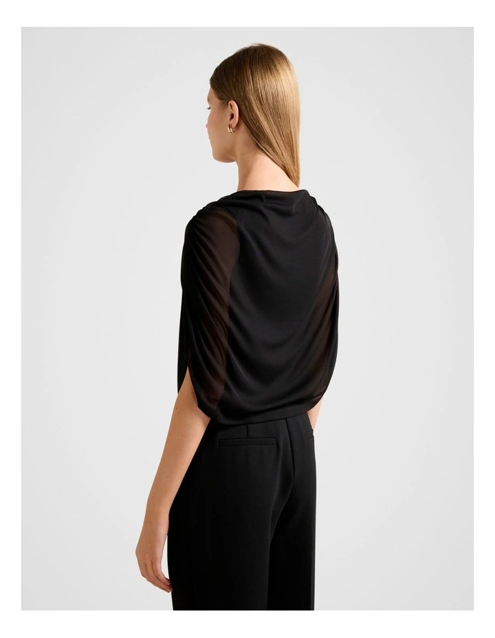 Drew Draped Top in Black image 2