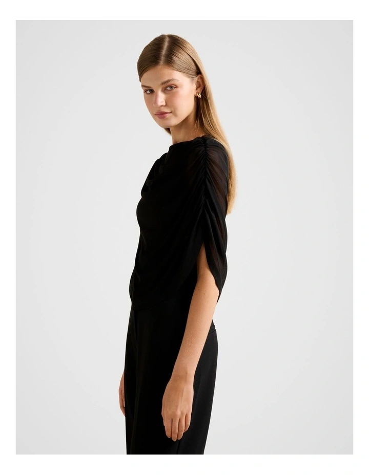 Drew Draped Top in Black image 3