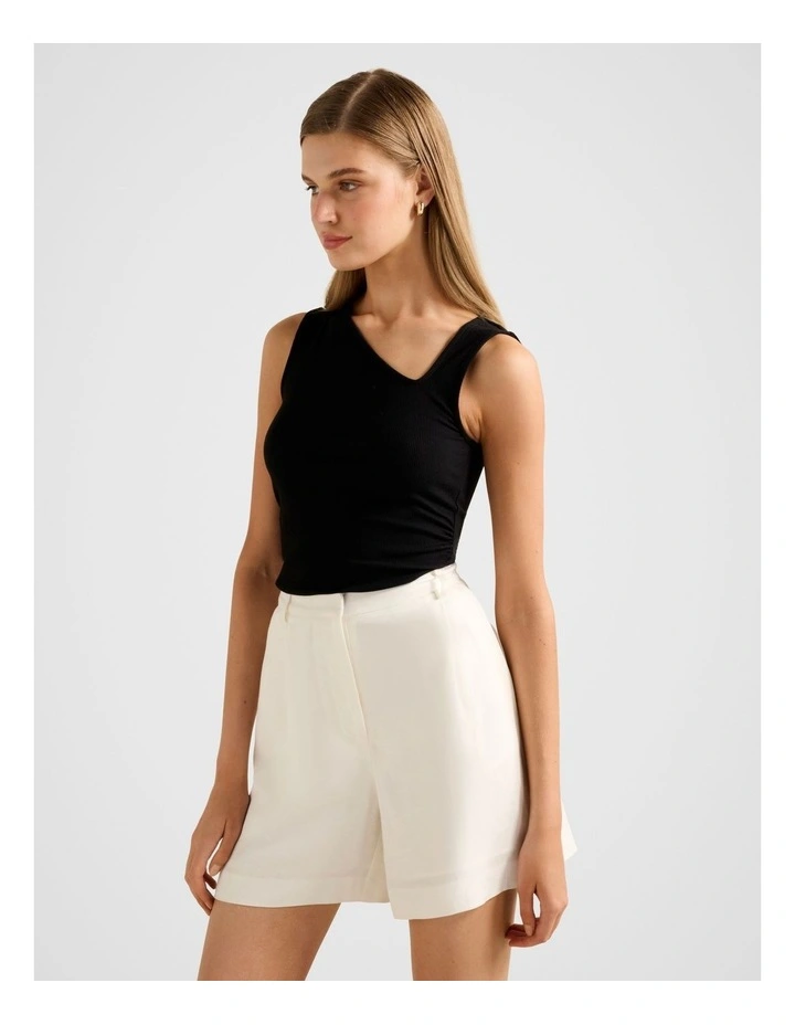 Fleur Asymmetric Neck Tank Top in Black image 3