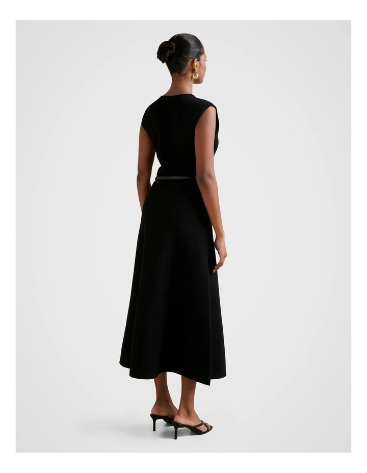 Celia Extended Shoulder Midi Dress in Black image 2