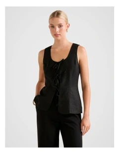 Tia Tie Front Waistcoat in Black