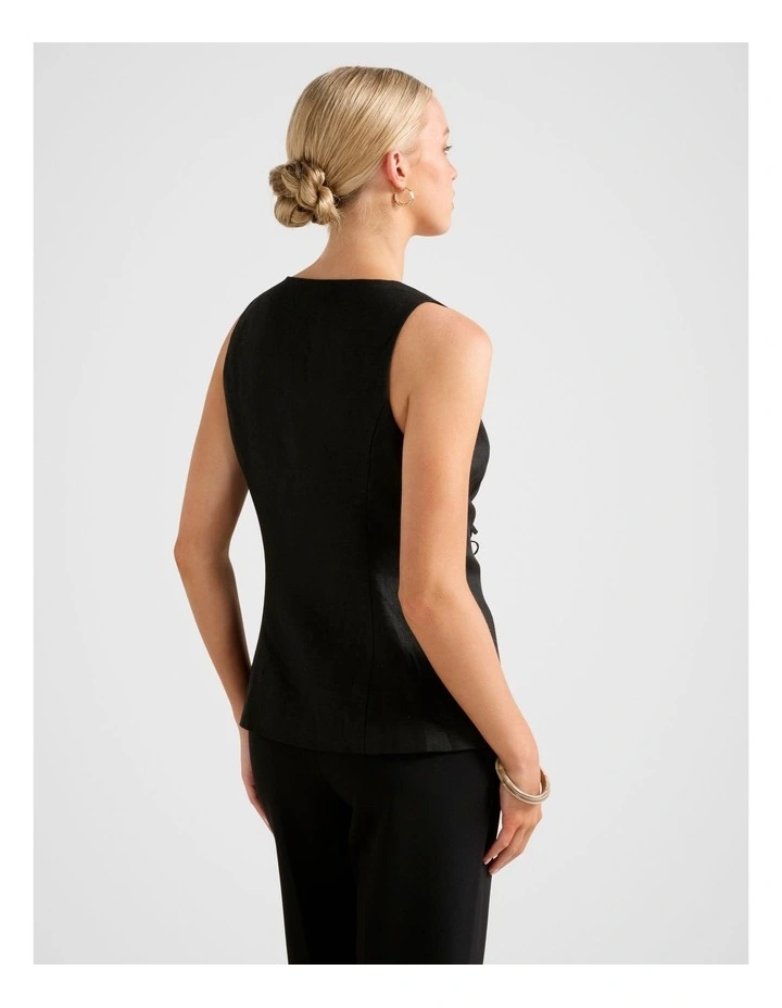 Tia Tie Front Waistcoat in Black image 2