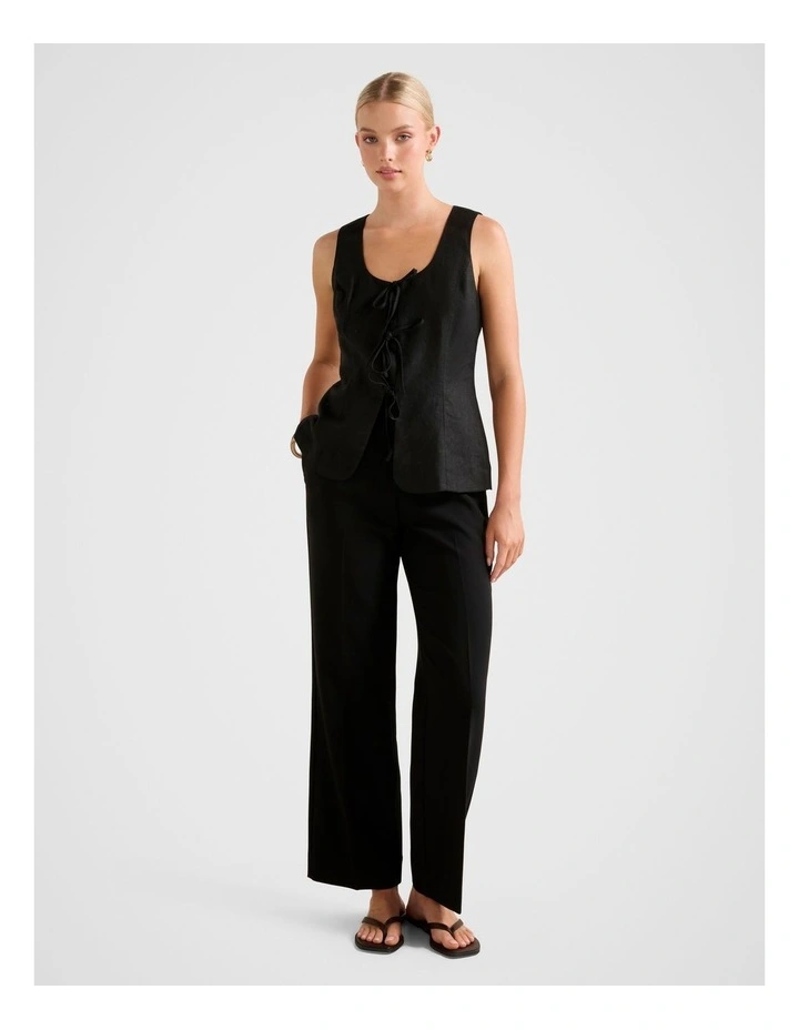 Tia Tie Front Waistcoat in Black image 5