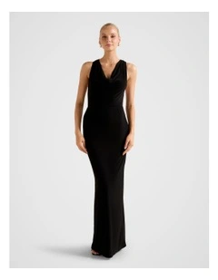 Aliki Cowl Jersey Maxi Dress in Black