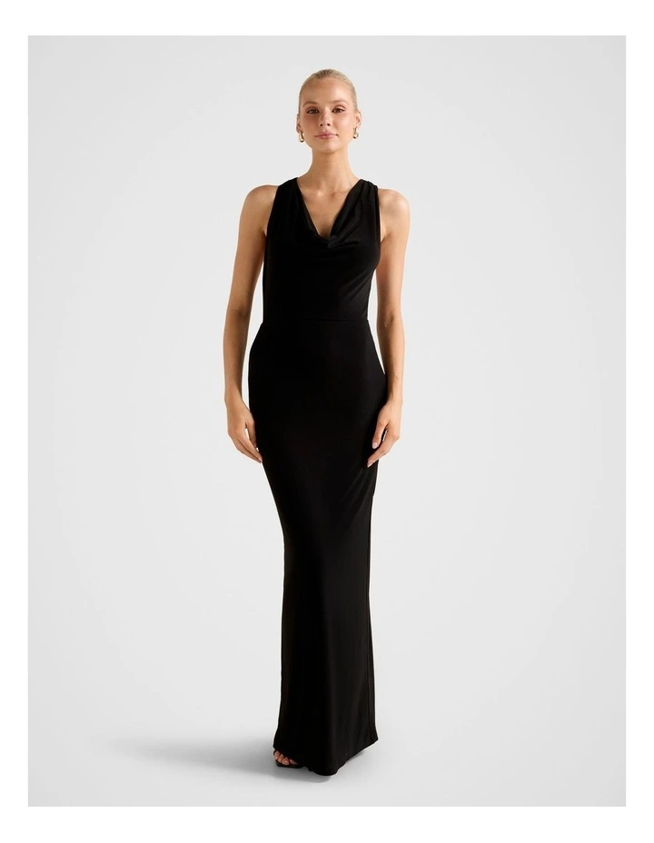 Aliki Cowl Jersey Maxi Dress in Black image 1