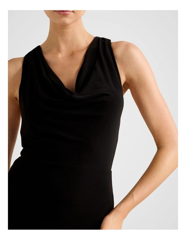 Aliki Cowl Jersey Maxi Dress in Black image 4