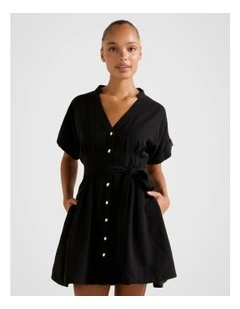 Brydie Belted Mini Dress in Black