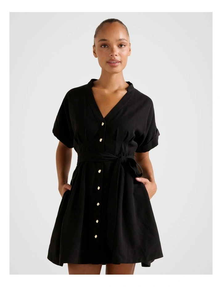 Brydie Belted Mini Dress in Black image 1