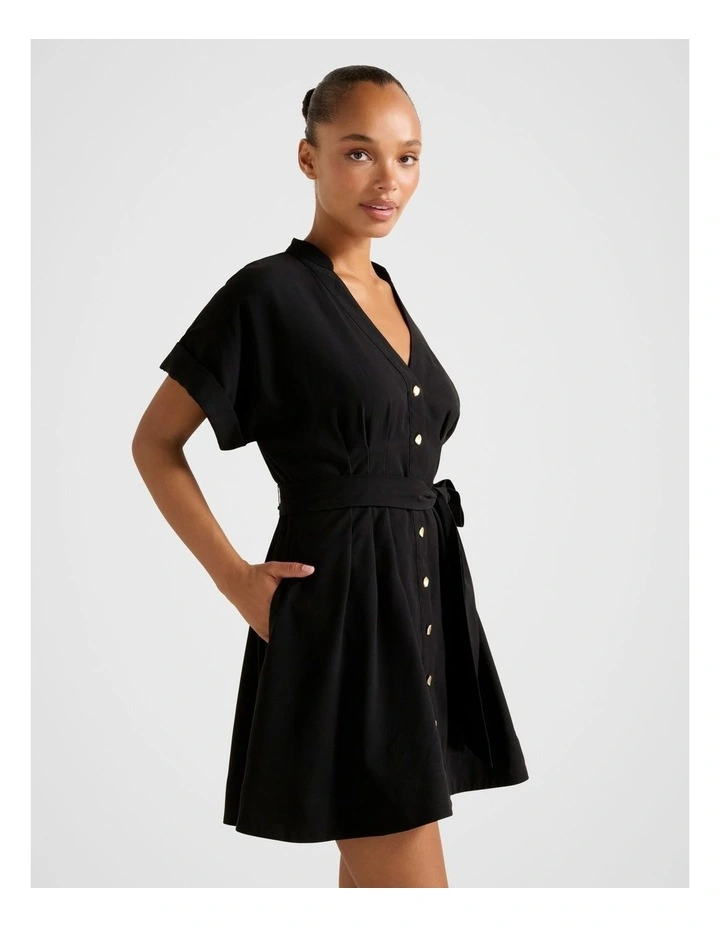 Brydie Belted Mini Dress in Black image 3