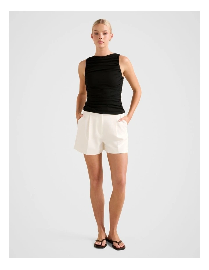 Pippa Ruched Boat Neck Top in Black image 5