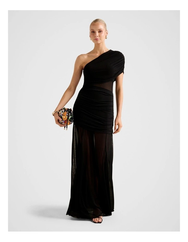 Harley Asymmetric Jersey Cut Out Dress in Black image 1
