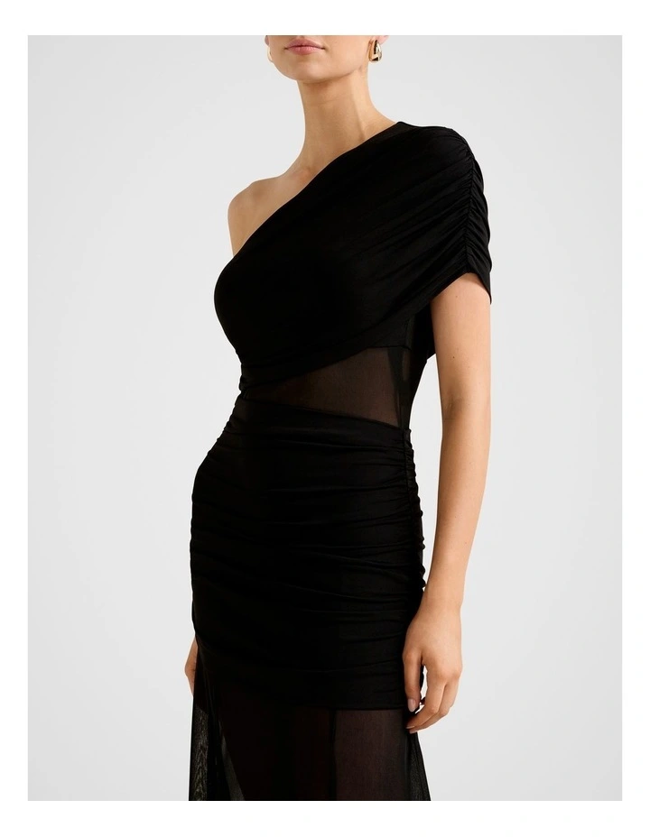 Harley Asymmetric Jersey Cut Out Dress in Black image 4