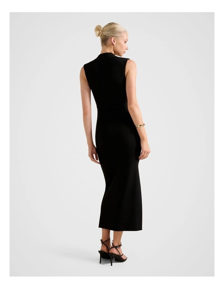 Rose Bodycon Midi Dress in Black image 2