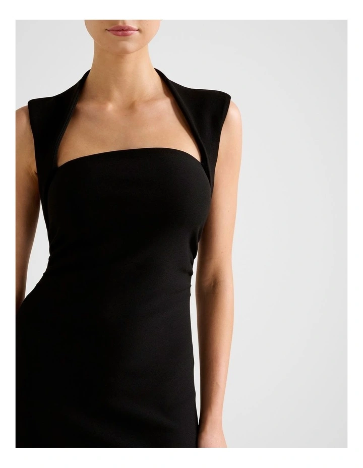 Rose Bodycon Midi Dress in Black image 4