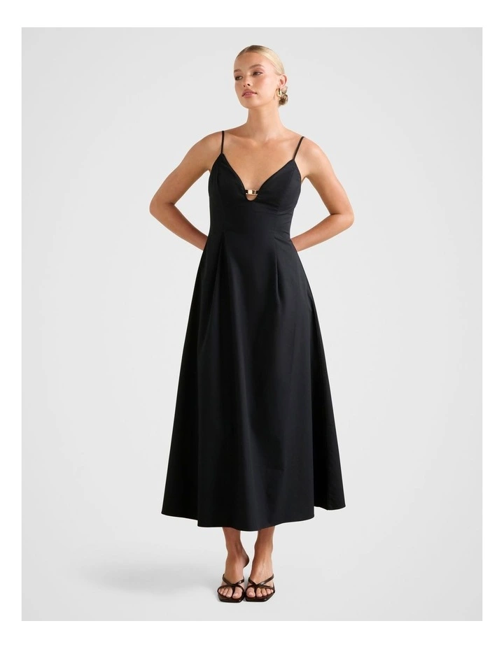 Jessa Plunge Cotton Maxi Dress in Black image 1