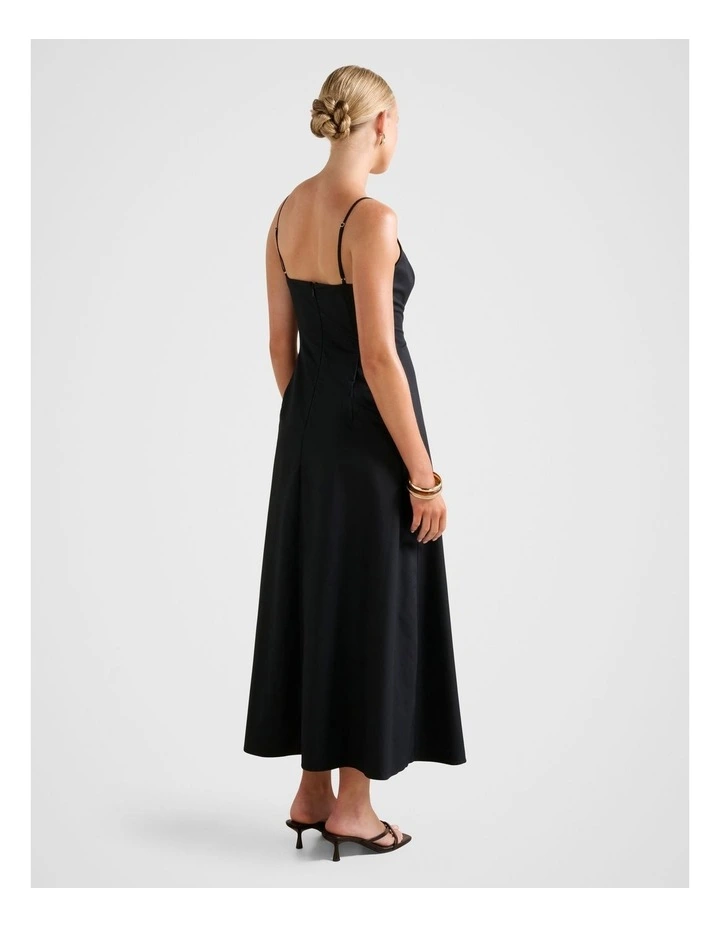 Jessa Plunge Cotton Maxi Dress in Black image 2