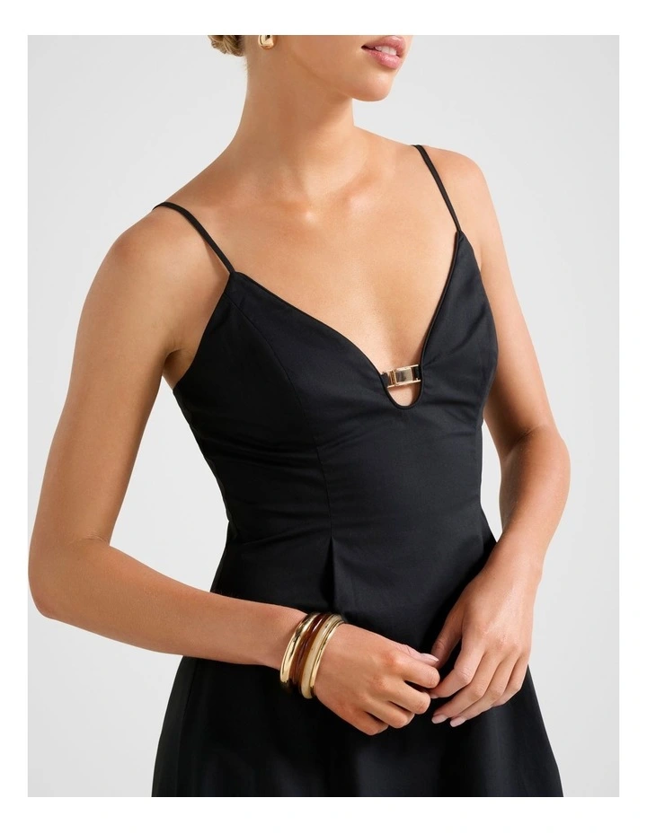 Jessa Plunge Cotton Maxi Dress in Black image 4