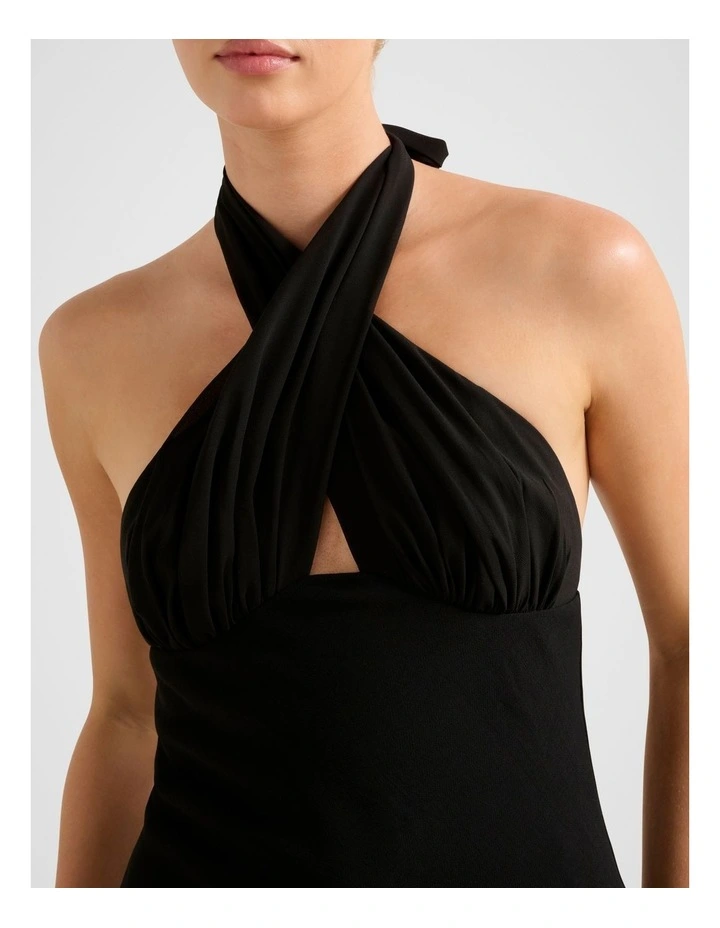 Callie Contrast Halter Neck Top in Black image 4