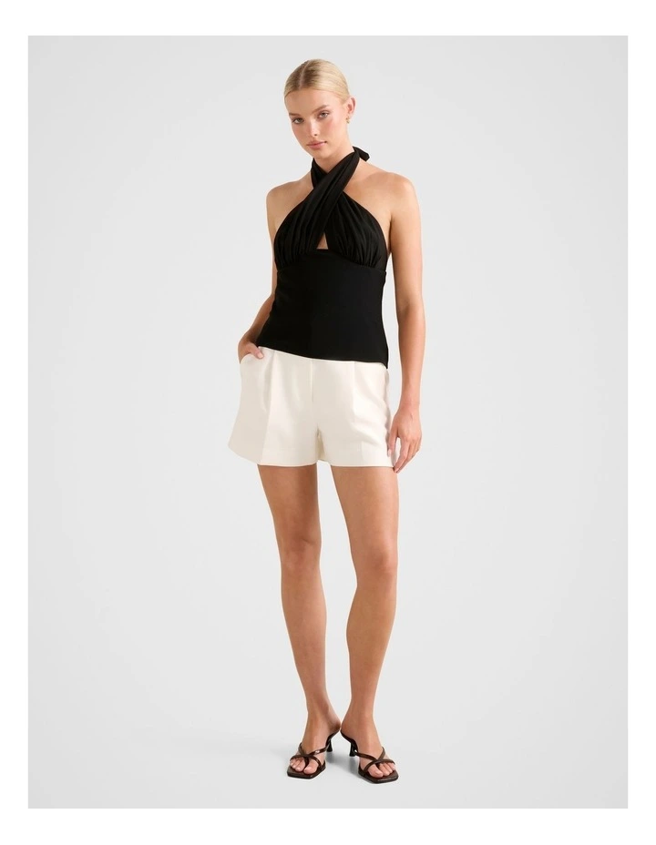 Callie Contrast Halter Neck Top in Black image 5