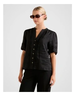 Mariella Pintuck Blouse in Black
