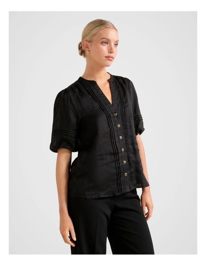 Mariella Pintuck Blouse in Black image 3