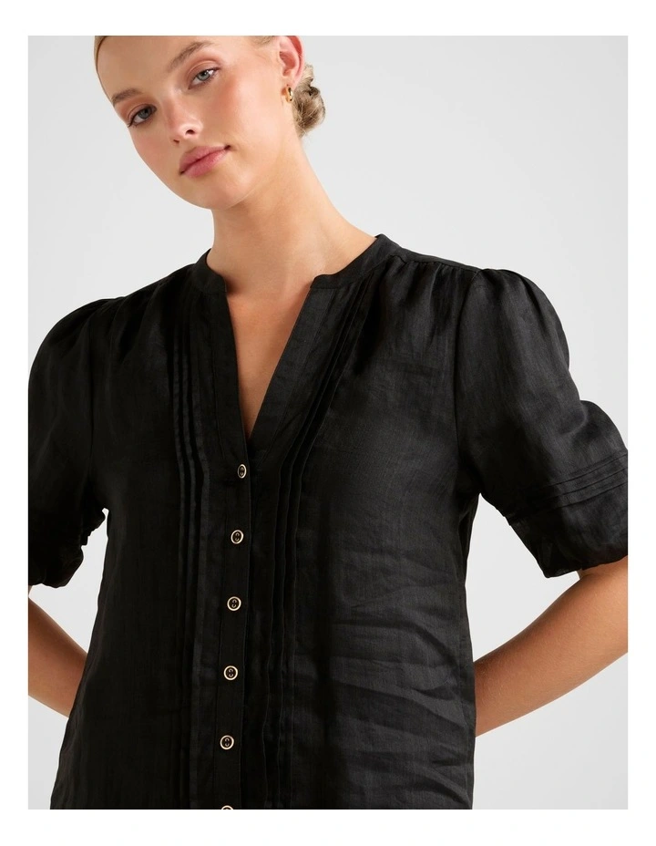 Mariella Pintuck Blouse in Black image 4