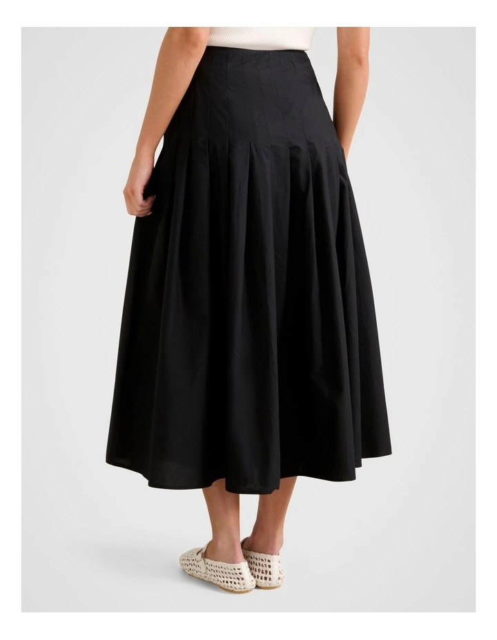 Sasha Pleated Midi Skirt in Black image 2