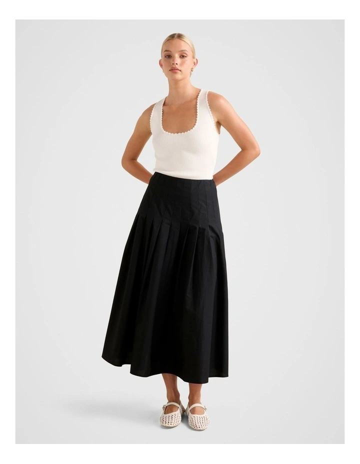 Sasha Pleated Midi Skirt in Black image 5