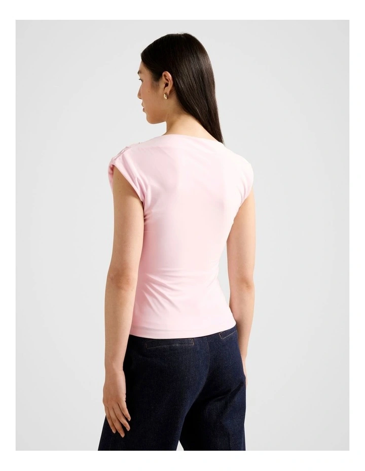 Logan Asymmetric Shoulder Top in Pink image 2