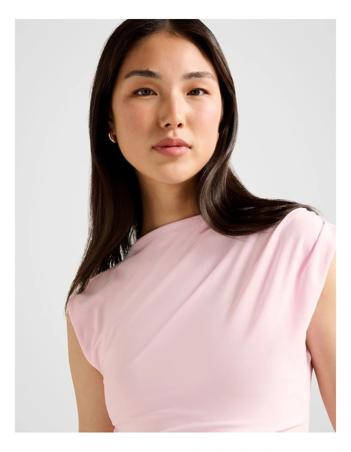 Logan Asymmetric Shoulder Top in Pink image 4