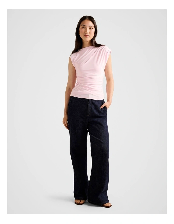 Logan Asymmetric Shoulder Top in Pink image 5