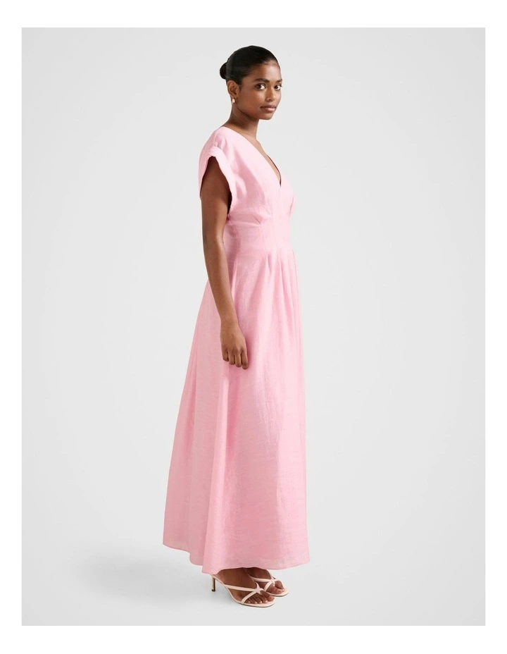 Alessandra Tucked Midi Dress in Pink image 3