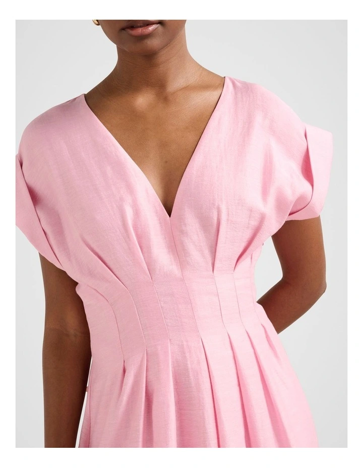Alessandra Tucked Midi Dress in Pink image 4