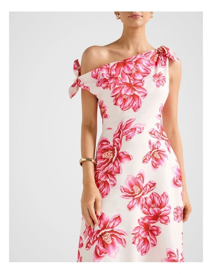 Vinetta Asymmetric Bow Maxi Dress in Multi image 4