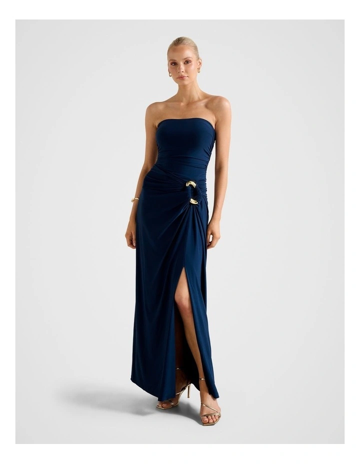 Keely Strapless Jersey Maxi Dress in Navy image 1