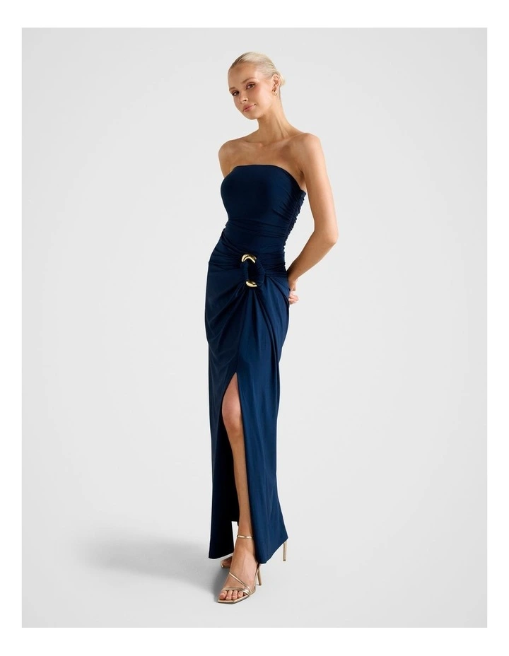 Keely Strapless Jersey Maxi Dress in Navy image 3