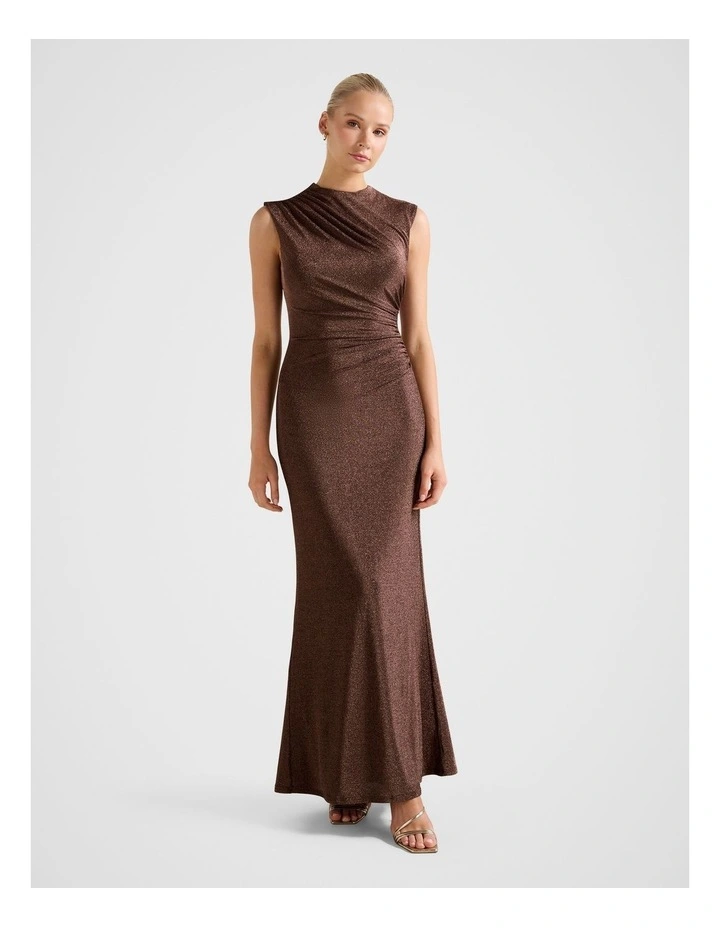 Kristy Metallic Maxi Dress in Brown image 1