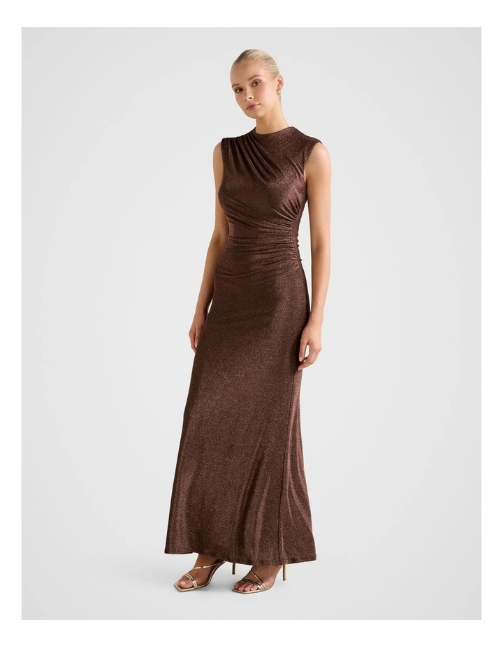 Kristy Metallic Maxi Dress in Brown image 3
